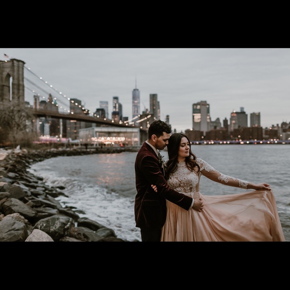 Custom Sarah Seven Lace and Silk Wedding Dress - Picture 6 of 16